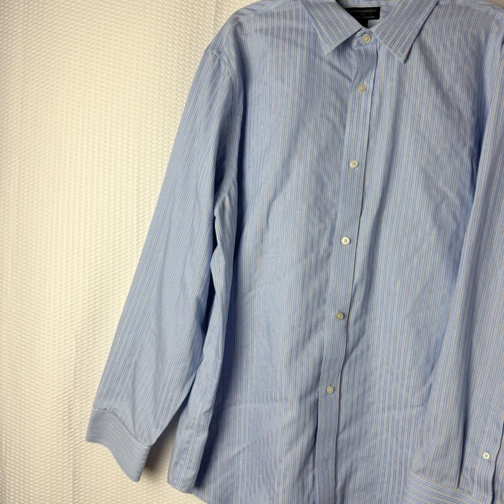 Banana Republic Button Down Shirt Mens XXL‎ Blue Striped Non-Iron Classic Fit